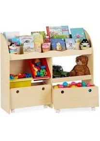 Relaxdays Kinderregal Spielzeug , Hellbraun , Holzwerkstoff, Kunststoff , 108x88x29 cm , Kinder- & Jugendzimmer, Kindermöbel, Kinderregale