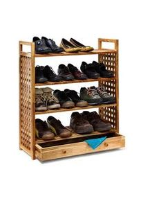Relaxdays Schuhregal , Hellbraun , Holz , 27x81x70 cm , Garderobe, Schuhaufbewahrung, Schuhregale