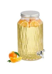 Relaxdays Getränkespender , Transparent , Glas, Metall, Kunststoff , 5 L , Rund , Zapfhahn , Essen & Trinken, Barausstattung