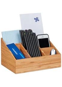 Relaxdays Schreibtischorganizer , Hellbraun , Holz , 22x12.5x16 cm , Arbeitszimmer, Schreibtische