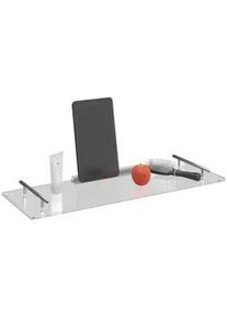Relaxdays Badewannenablage , Transparent , Kunststoff, Metall , Rechteckig , 68x4x23 cm , Badezimmer, Baden & Duschen, Duschregale & Duschablagen