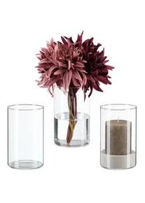 Relaxdays Vasen-Set , Transparent , Glas , Rund , 15 cm , Dekoration, Vasen, Glasvasen