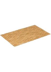 Relaxdays Badematte , Hellbraun , Holz, Textil , Rechteckig , 70x42 cm , Badtextilien, Badematten