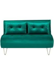 Beliani 2-Sitzer-Schlafsofa Samtstoff Dunkelgrün Vestfold , Textil , 130x81x78 cm , Wohnzimmer, Sofas & Couches, Schlafsofas
