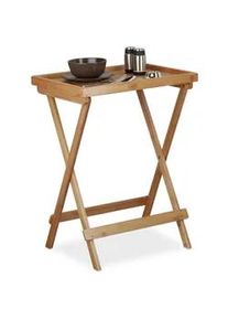 Relaxdays Tabletttisch , Hellbraun , Holz , 50x66x38.5 cm , Wohnzimmer, Wohnzimmertische, Beistelltische