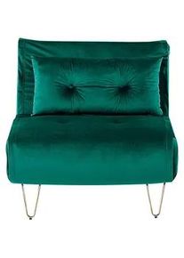 Beliani Schlafsofa Samtstoff Dunkelgrün Vestfold , Textil , 85x81x78 cm , Wohnzimmer, Sofas & Couches, Schlafsofas