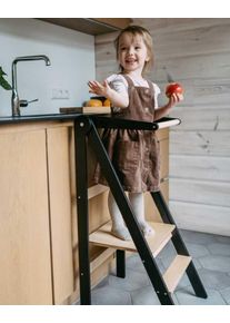 Torre montessoriana pieghevole e regolabile per bambini, nero