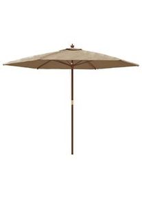 vidaXL Sombrilla de jardín con poste de madera gris taupé 299x240 cm