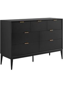 LEONIQUE, Kommode &raquo;Lavisha&laquo; FSC-zertifiziertes Holz kombiniert Melamin, verchromten Metallgriffen, schwarz, Eisen, FSC -zertifizierter Holzwerkstoff, 