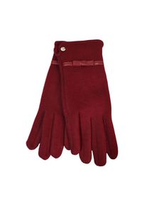 Capelli New York , Strickhandschuhe 1 Paar, mit Zierschleife, Metall-Logo, Feinstrick , wine
