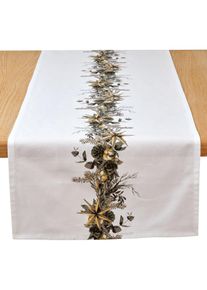 Bordløper med glansprint, hvit, størrelse 40x160 cm, bonprix