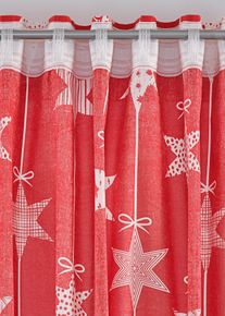 Gardin med stjernemønster inkl. gardinholder (1-pack), rød, størrelse 175x135 cm, bonprix