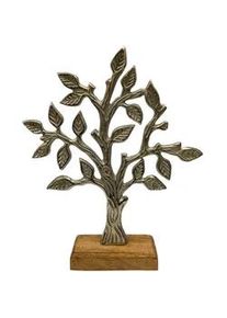 Ambia Home Dekobaum , Naturfarben, Silberfarben , Holz, Metall , Mangoholz , Hartholz , Bäume , Baum , 23x27.5x5 cm , Handmade in India , stehend, zum Stellen, handgemacht , Dekoration, Dekofiguren & Skulpturen, Dekoobjekte