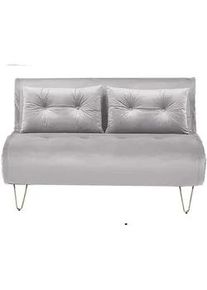 Beliani 2-Sitzer-Schlafsofa Samtstoff Grau Vestfold , Hellgrau , Textil , 130x81x78 cm , Wohnzimmer, Sofas & Couches, Schlafsofas