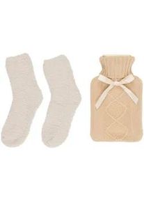 Wärmflasche , Beige , Kunststoff, Textil , 700ml l , rechteckig , 5x31x16 cm , Badaccessoires, Sonstige Badaccessoires
