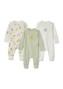 Tchibo - 3 kisgyerek egyr&eacute;szes pizsama - uniszex - m&eacute;ret 98/104 - feh&eacute;r/mint&aacute;s