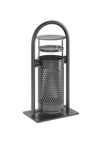 Var Combi-asbak met buisetage en dak, inhoud 65 l, b x h x d = 580 x 1145 x 380 mm, zilverkleurig