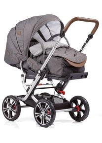 Gesslein Kombi-Kinderwagen »F10 Air+, eloxiert/tabak, grau meliert/Streifen« mit Tragetasche C1 Lift; Design & Handarbeit aus Deutschland in grau