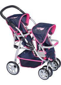 KNORRTOYS Puppen-Zwillingsbuggy »Milo - Flying Hearts Blue«