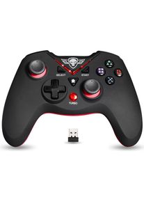 Spirit Of Gamer SOG-RFXGP Gaming-Controller, USB Gamepad Analog / Digital PC, Playstation 3 (PC, PS3), Gaming Controller, Schwarz, Rot