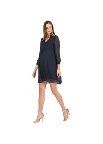 Attesa, Damen, Kleider, Elegantes Chiffon-Schwangerschafts- und Stillkleid mit Rüschenbesatz am Hals, Blau, (S)
