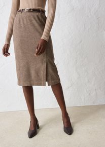 bonprix Mujer, Falda lápiz con lana, marrón, 48