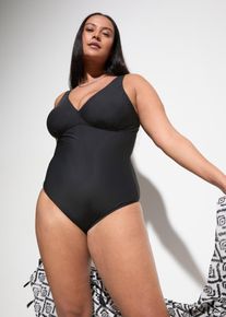 bonprix Femei Costum de baie cu efect modelator mediu cu decolteu ad&acirc;nc, negru, 46