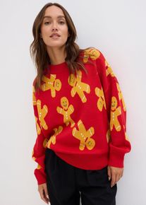 bonprix Cienki sweter z okrągłym dekoltem, oversize, czerwony, 40/42