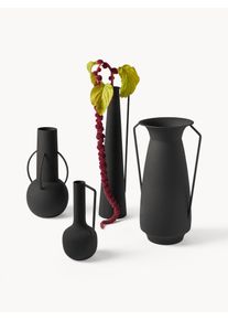 POLSPOTTEN Komplet wazonów Roman, 4 elem. Czarny Metal Komplet z różnymi rozmiarami