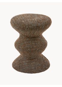 POLSPOTTEN Round Upholstered Side Table Zig Zag Brown acrylglas, Synthetic fibre, Metal, Fabric Ø 36 x H 46 cm