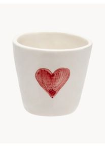 Anna + Nina Hand-Painted Espresso Cup Queen of Hearts Red, White Ceramic, Earthenware Ø 6 x H 5 cm, 80 ml