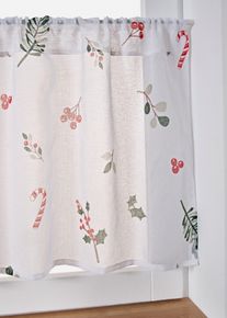bonprix Perdea scurtă cu motiv de Crăciun, alb, Î/Lă: 30/90 cm