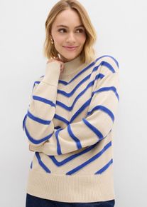 bonprix Femei Pulover cu dungi &icirc;n relief, bej, 52/54