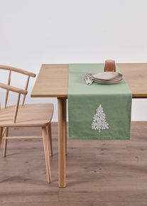 bonprix Bio-pamut futó asztalterítő Terry hímzéssel, zöld, hossz/szél. 180/30 cm