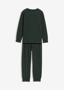 bonprix Pijama de algodón suave con estampado que brilla en la oscuridad (2 piezas), verde, 104/110