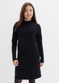 bonprix Vestido de punto con cuello alto, negro, 152/158