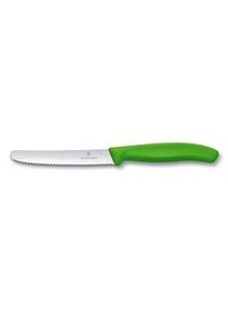 Victorinox Swiss Classic, coltello da tavola, lama ondulata da 11 cm, manico verde.