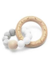 Jimmylee BEIßRING , Grau, Weiß, Kernbuche , Holz, Kunststoff, Textil , Buche , massiv , 7x3x9 cm , BPA-frei, Fsc, Reach, EN 71 , Pflegen, Schnuller & Beissringe