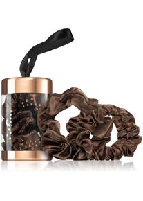 BrushArt Gift for You Slim & Midi satin scrunchie set hair bands Chocolate brown 3 pc
