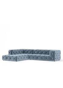 Maison de Reve Ecksofa Cosimo Blau Grau Samtstoff , Textil , Füllung: Schaumstoff , L-Form,L-Form , Rundrohr , 325x228 cm , Oeko-Tex® Standard 100, FSC 100%, Hergestellt in Europa , Wohnzimmer, Sofas & Couches, Wohnlandschaften, Ecksofas