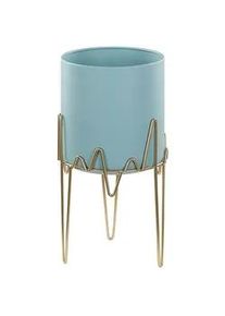 Beliani Pflanzenständer Metall blau/gold 39 cm Kalandra , 39 cm , Dekoration, Blumen & Blumentöpfe, Übertöpfe