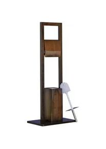 Relaxdays WC Garnitur , Dunkelbraun , Holz, Kunststoff, Metall , 21x82x36 cm , Badezimmer, WC Ausstattung, WC Bürstengarnituren