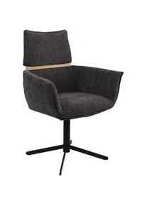 Mid.you Chefsessel , Dunkelgrau , Holz, Metall, Textil , Kautschukholz , massiv , X-Form , 62x86x56 cm , gepolsterte Armlehnen , Büromöbel, Bürostühle, Chefsessel