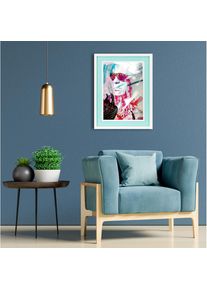 queence, Bild mit Rahmen &raquo;Karl Lagerferld&laquo; Bilder von M&auml;nnern Fashion Gesicht Mann Mode 1 Stk. tlg. Poster mit buntem Acrylglas Passepartout, Farbe 