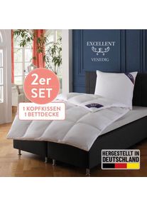 EXCELLENT , Daunenbettdecke + 3-Kammer-Kopfkissen »Venedig, 2-tlg, hergestellt in Deutschland, verschiedene Größen« Decke mit Kissen, Set, Sommer,...