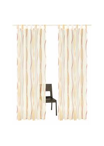 my home, Gardine &raquo;DIMONA&laquo; Schlaufen 2 Stk. tlg. 2-er Set, Voile, Polyester, Wellen, creme/terra, Voile, Polyester, 295 cm, creme/terra