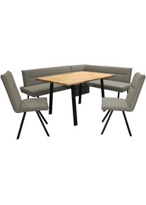 Home Affaire, Unisex, Eckbankgruppe &raquo;Sava&laquo; Set, 4 Stk. tlg. Eckbank mit Wellenfederung im Sitz, Tisch Massiv Eiche, hellbraun + hellbraun Neve 16 + 