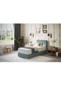 Inosign, Boxbett &raquo;Thor mit Bettkasten, inkl. Matratze, Topseller&laquo; Topper und Zierkissen, in verschiedenen H&auml;rtegraden verf&uuml;gbar, Velvet 87 petrol, 