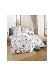 wäschepur wäschepur , Bettwäsche 2 Stk. tlg. , weiß-grün-bedruckt , 100% Baumwolle , B/L: 135 cm x 200 cm