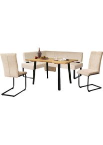 Home Affaire, Eckbankgruppe &raquo;Oliver&laquo; Set, 4-tlg, 4 Stk. tlg. Eckbank mit Wellenunterfederung im Sitz, Tisch Massiv Eiche, Dreamblue + schwarz, FSC -